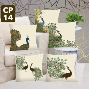 Digital Print S.Peacock Cushion Covers in Holland Velvet – 16x16 Inches (Set of 5)