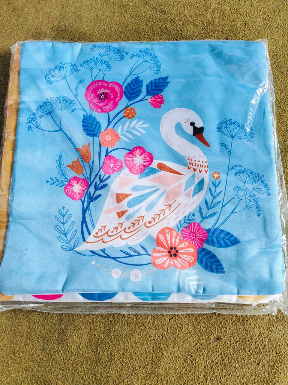 Digital Print Flower Peacock Cushion Covers 16x16 – Set of 5